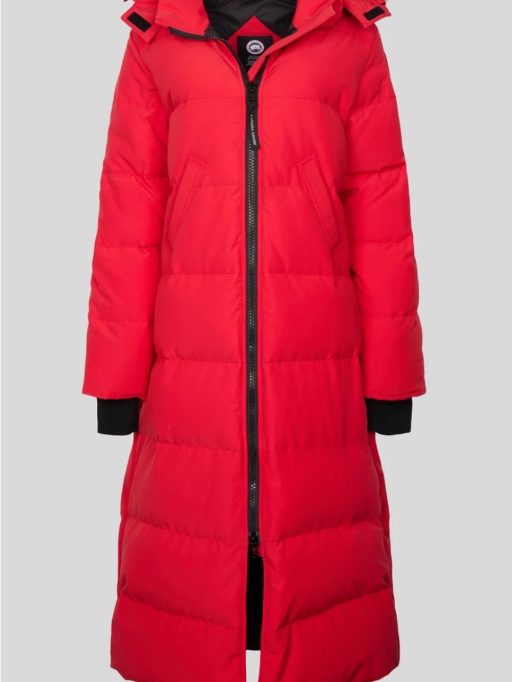 Canada Goose Red Long Parka Coat with Hood